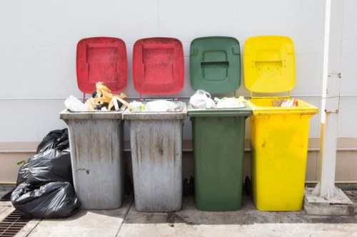 Sorted items for recycling and donation during clearance