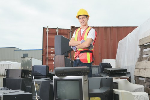 Recyclable materials being sorted for business waste management